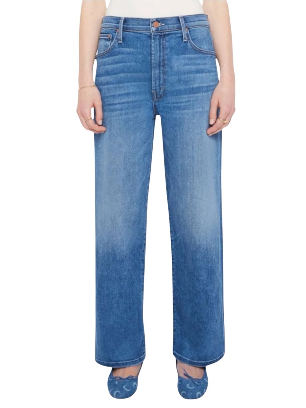 MOTHER The Dodger Ankle Jeans Size 32 Blue Loose Wide Leg NWT